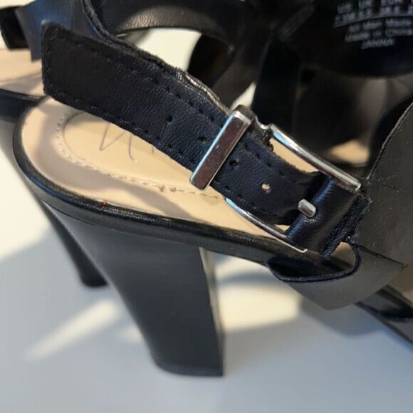 Nickels Janna Black Man Made‎ Side Buckle Strappy Heels Sandal Size 7.5 - Picture 8 of 14